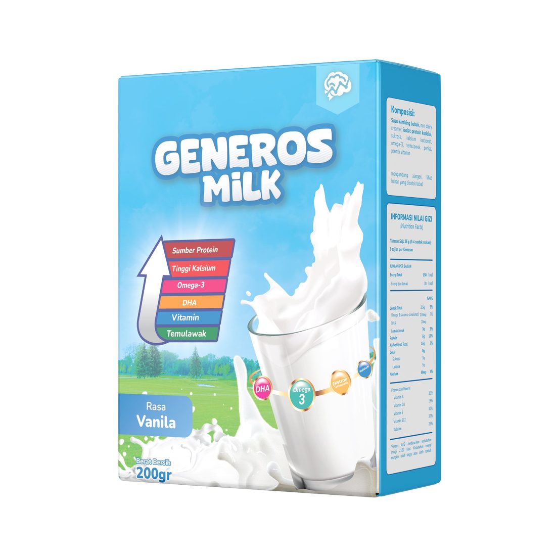 Kemasan Generos Milk rasa Vanila