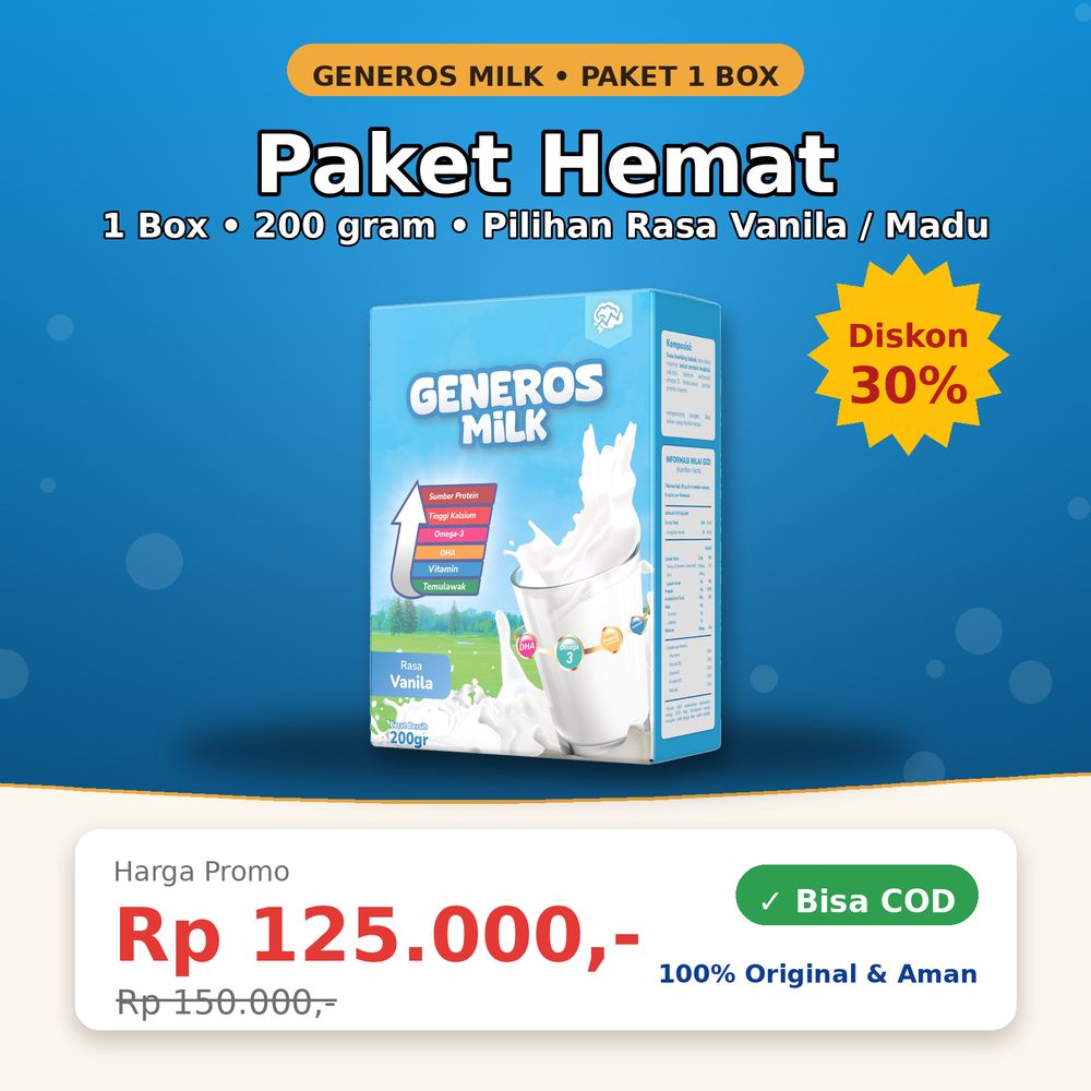 Paket Hemat Generos Milk 1 box 200 gram — harga promo Rp125.000
